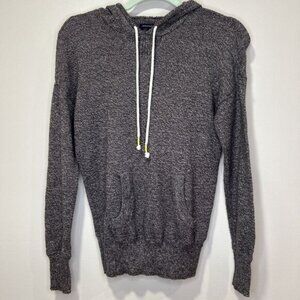 American Eagle Brown Knit Hoodie Sweater Women's Small Drawstring Pullover AE